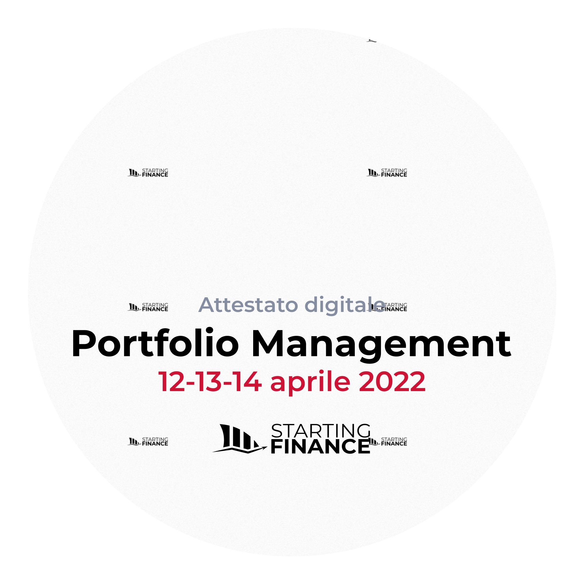 Masterclass Portfolio Management | Starter | Streaming | 12-13-14 aprile 2022